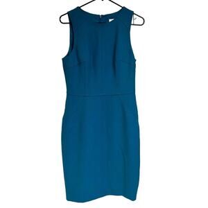 Trina Turk Teal Sheath Dress Professional Office Career Structured Fitted Size 4